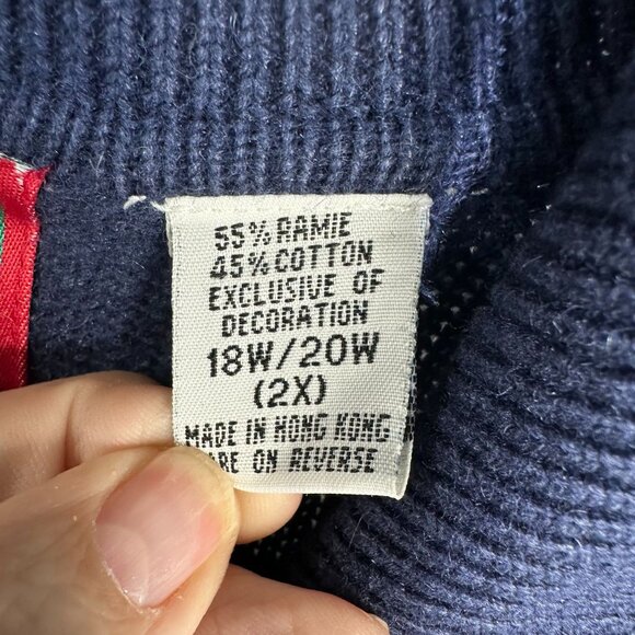 Vintage Holiday Lodge  Womens Snowman Cardigan Jacket 2X Blue Winter Sweater Ful - Picture 2 of 6